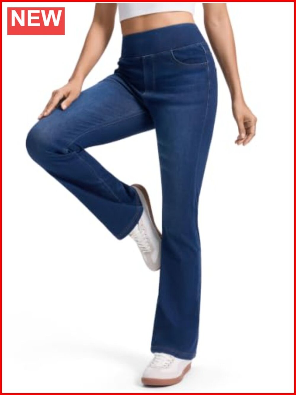 Pull On Bootcut Jeans High Waisted Stretchy Flare Legging Pockets